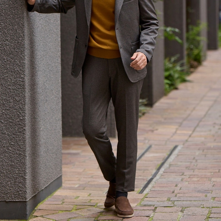 美品 パジャマスーツ AOKI ストレッチ チェック ブラウン 微起毛 大きめ アウトレット】【パジャマスーツ】プリントジャージージャケット 茶