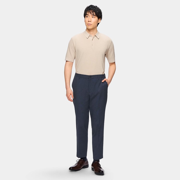 L＆Wデザイン】ストレッチセットアップパンツ 紺 セットアップ着用可
