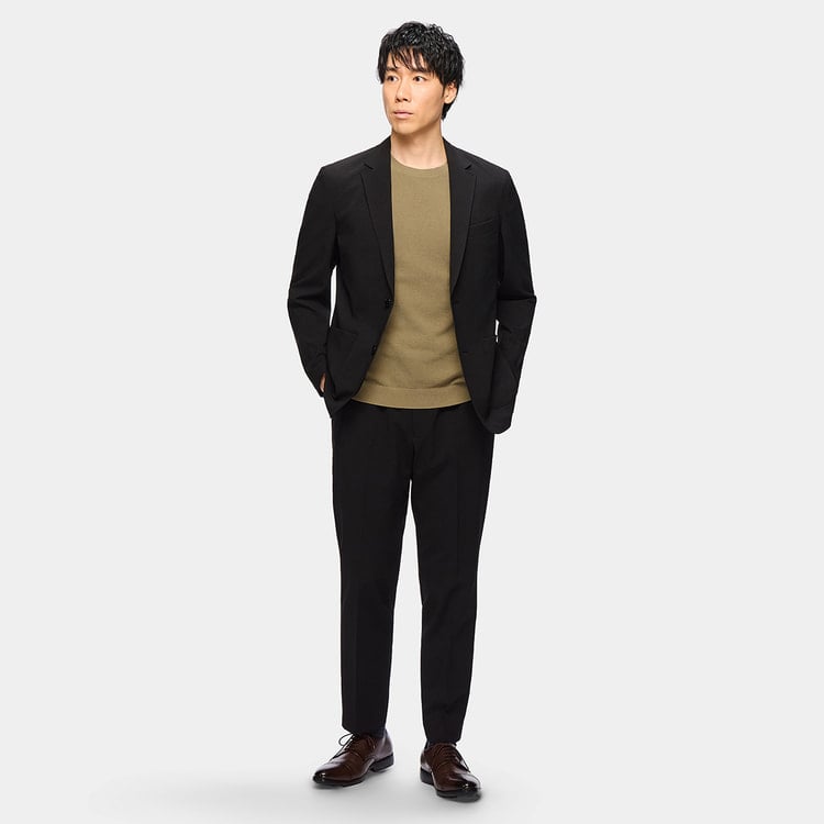 L＆Wデザイン】ストレッチセットアップパンツ 黒 セットアップ着用可