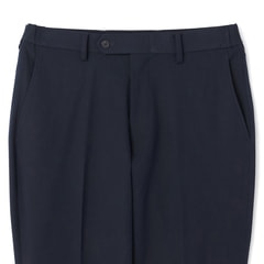 L＆Wデザイン】洗える ウール調ストレッチパンツ 紺