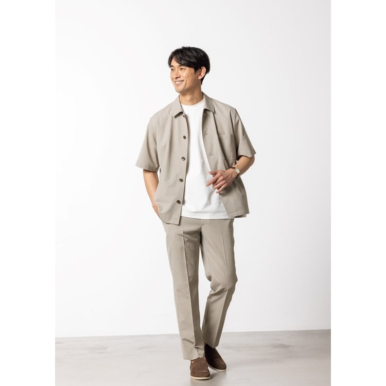 L＆Wデザイン】リネンライクノータックパンツ 裾上げ済 セットアップ