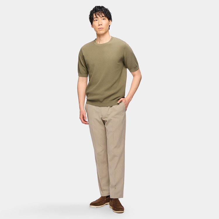 L＆Wデザイン】リネンライクノータックパンツ 裾上げ済 セットアップ