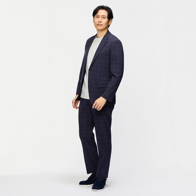 パジャマスーツ】スーパーエアクール 楊柳ストレッチパンツ 紺