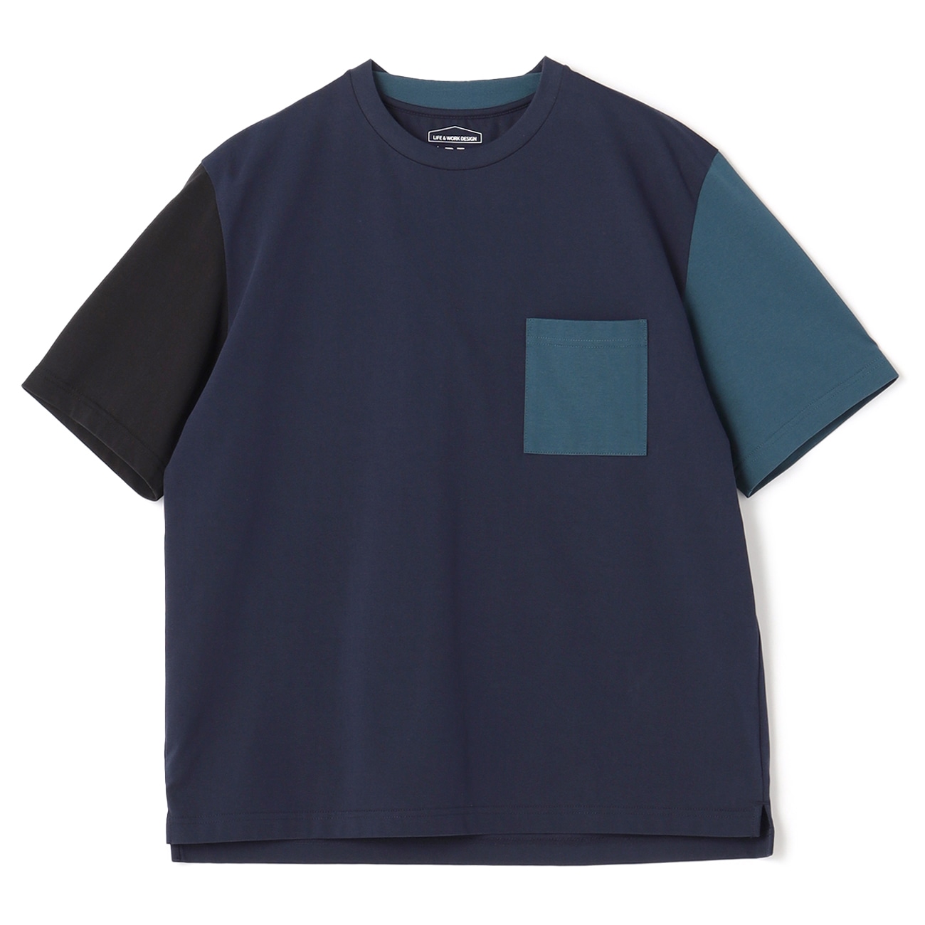 【アウトレット】【WEB限定価格】【L＆Wデザイン】タフT  パネル切り替え クルーネック