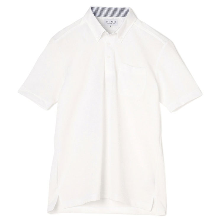 ビズポロ】エアクール ボタンダウンポロシャツ 白 LES MUES
