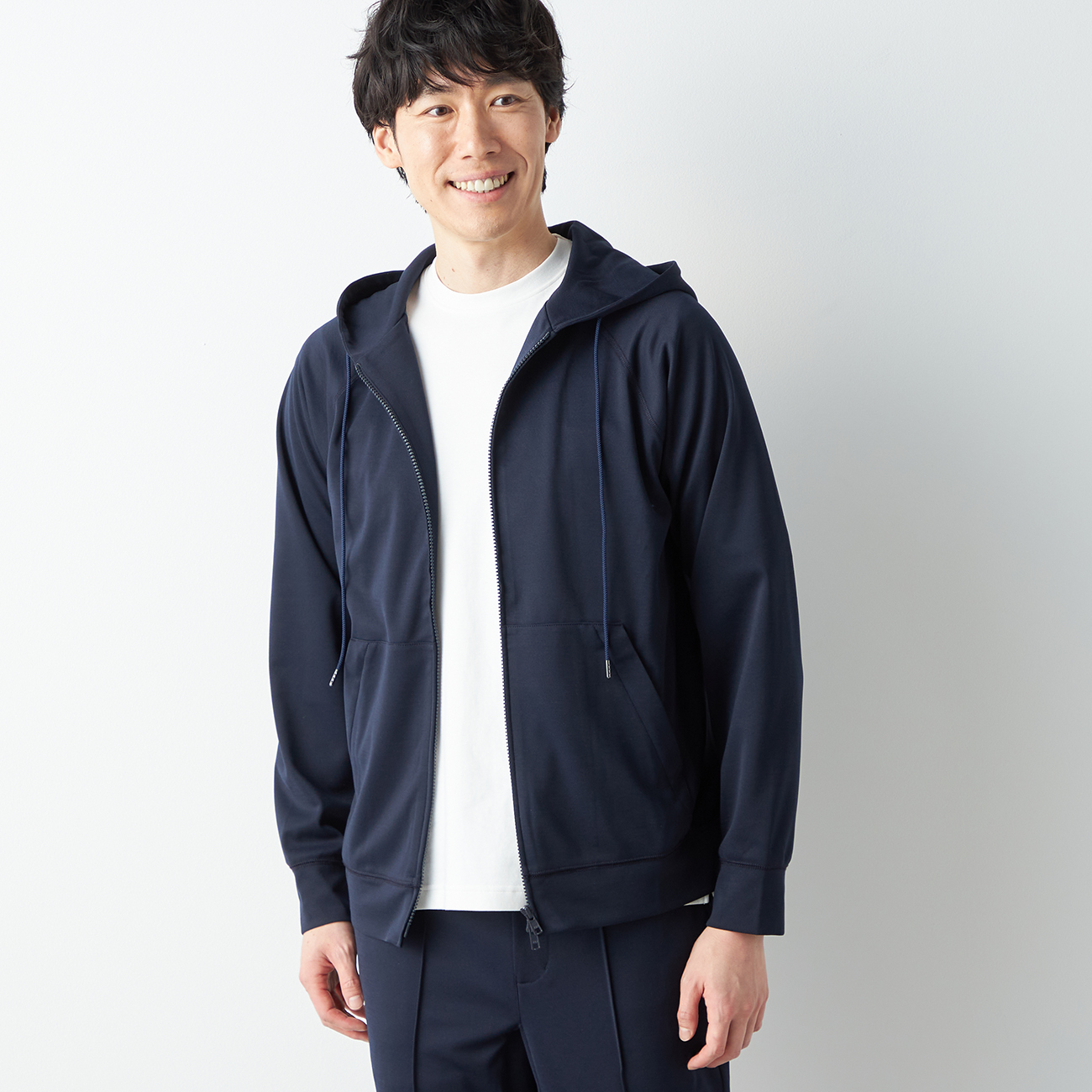 【SPORTY CASUAL】ストレッチジャージパーカー セットアップ着用可