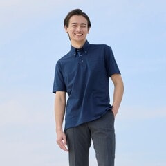 AOKI ビズポロ エアクール アルティマ ボタンダウンポロシャツ 黒地白刺し子 ビズポロ】エアクール アルティマ ボタンダウンポロシャツ 黒地
