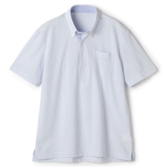 ビズポロ】エアクール アルティマ ボタンダウン ポロシャツ 白地青