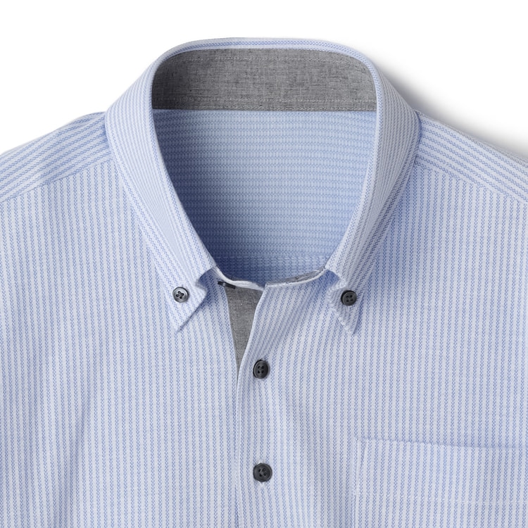 あーのるど　ネイビー ストライプ襟 ポロシャツ kutir ネイビー ストライプ襟ポロシャツ - メルカリ