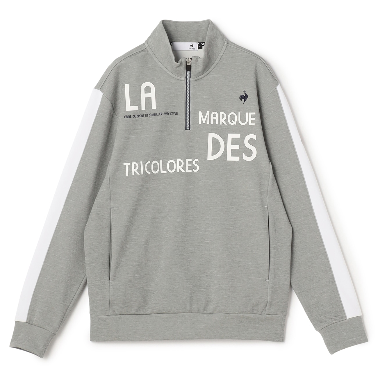 le coq sportif ルコック ゴルフ長袖 ヘランカニットカットソープリントやワッペンの位置も遊び心のあるおしゃれなニットカットソー。同じデザインを取り入れたキャップ（品番QGBXJC04）と
