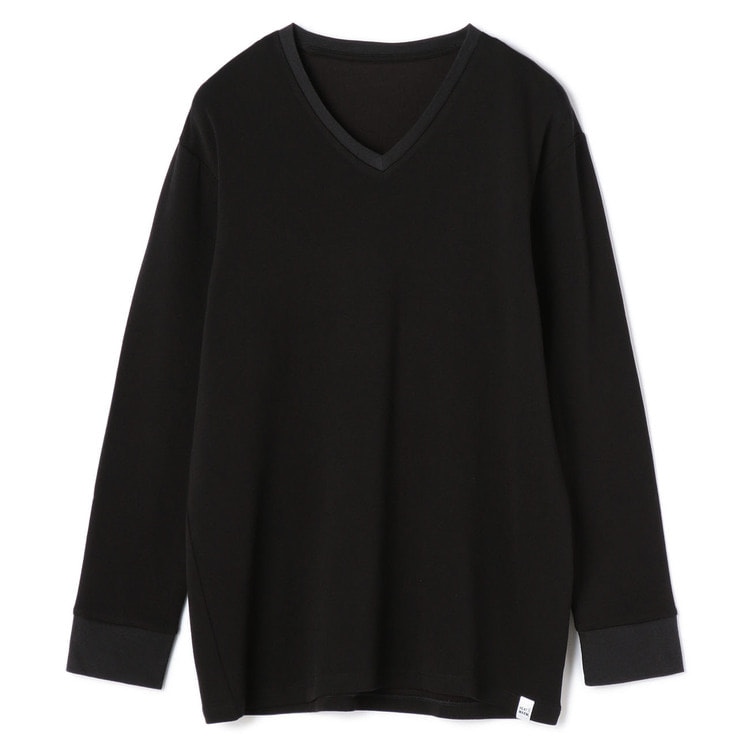 Heat Warm Super Warm Heat/Insulation Stretch Sleeve Shirt V Neck Black
