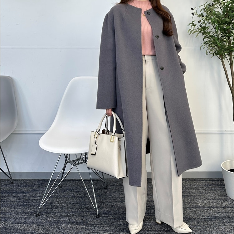 美品✨Aquascutum カシミヤ混　ウールリバーコート　Pコート　グレー カシミヤダブルフェイス リバーコート （その他アウター）｜Aquascutum