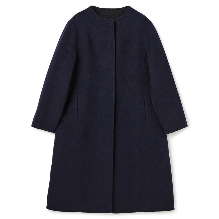 新品未使用 iines イイネス リバーシブルリバーコート サイズ2 ネイビー WEB限定商品】カシミヤ混 2WAY リバーシブルリバーコート【AOKI公式通販】