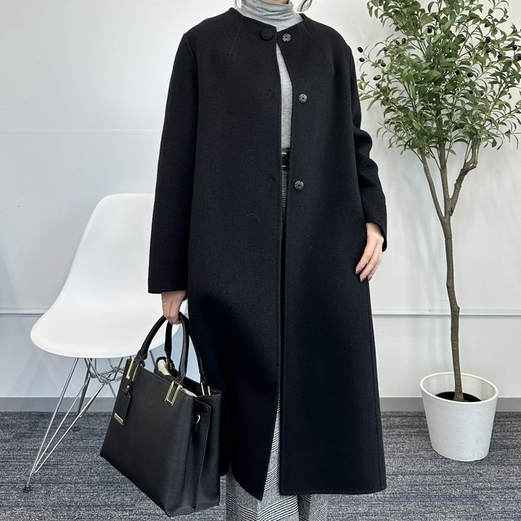 カシミヤ混【YONFA】ドルマンリバーコート ネイビー カシミヤ混【YONFA】ドルマンリバーコート ネイビー