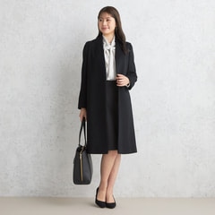 AOKI 日本製素材 静電気防止 あったかポケット スタンドノーカラーコート 黒 日本製素材 静電気防止 あったかポケット スタンドノーカラーコート 黒