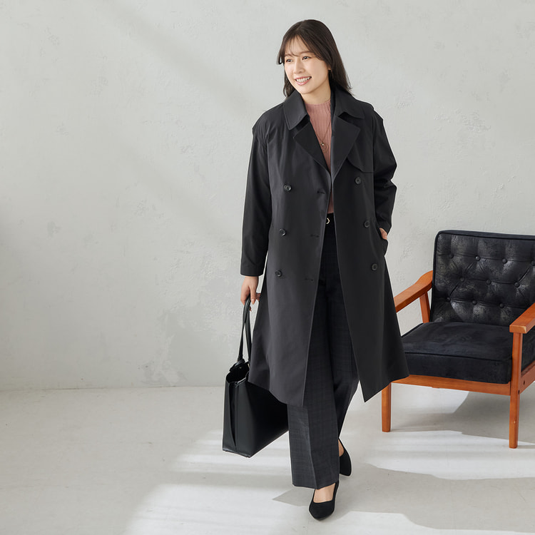 新品タグ付き MAX＆Co. トレンチコート バイカラー 比翼ボタン 38S〜M オーバーサイズバイカラーミディ丈トレンチコート（カーキ・ブラウン