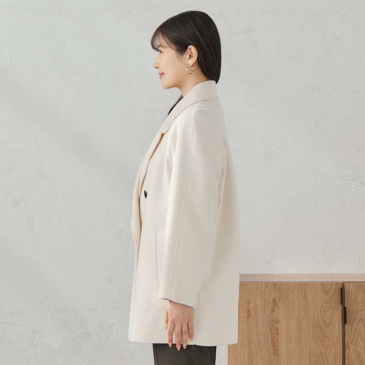 BEIGE, ウールアウター　オフホワイト4 楽天市場】上品ロングコート ウール リバーコート オフホワイト