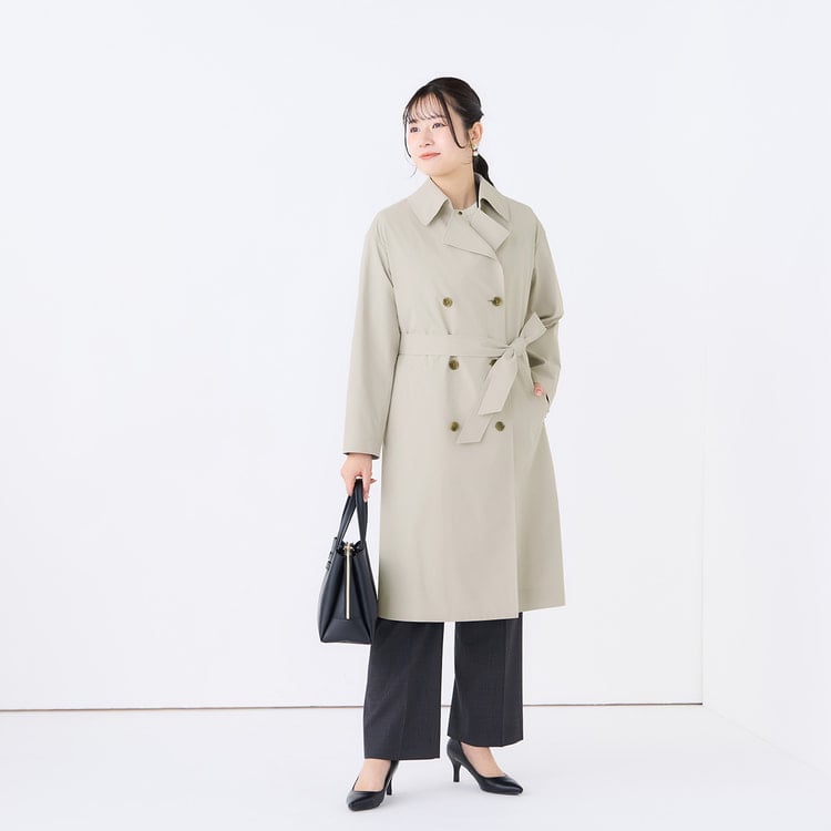 WCJ 撥水 ステンカラーコート★アイボリー★トレンチコート★新品　タグ付き エアリートレンチコート｜軽量・はっ水【AOKI公式通販】