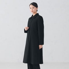 フォーマル対応 取り外し可能ライナー付き ステンカラーコート 黒無地 フォーマル対応 取り外し可能ライナー付き ステンカラーコート 黒無地