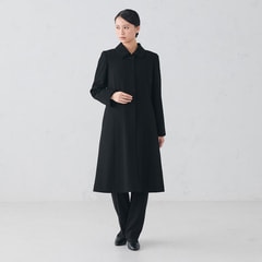 フォーマル対応 取り外し可能ライナー付き ステンカラーコート 黒無地