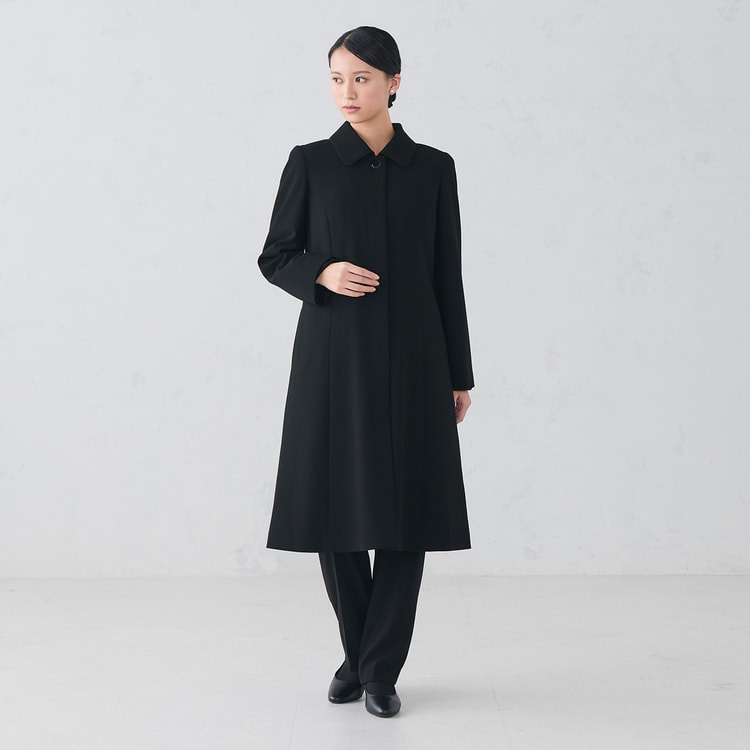 ヨーコチャン✨ステンカラーコート フォーマル 上品 比翼 受験 ロング 黒 36 ヨーコチャン✨ステンカラーコート フォーマル 上品 比翼 受験 ロング