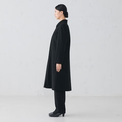フォーマル対応 取り外し可能ライナー付き ステンカラーコート 黒無地