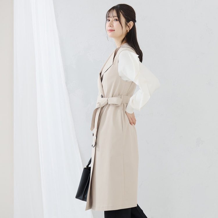 小川彰子さん監修 はっ水 3WAYダブルトレンチコート ベージュ