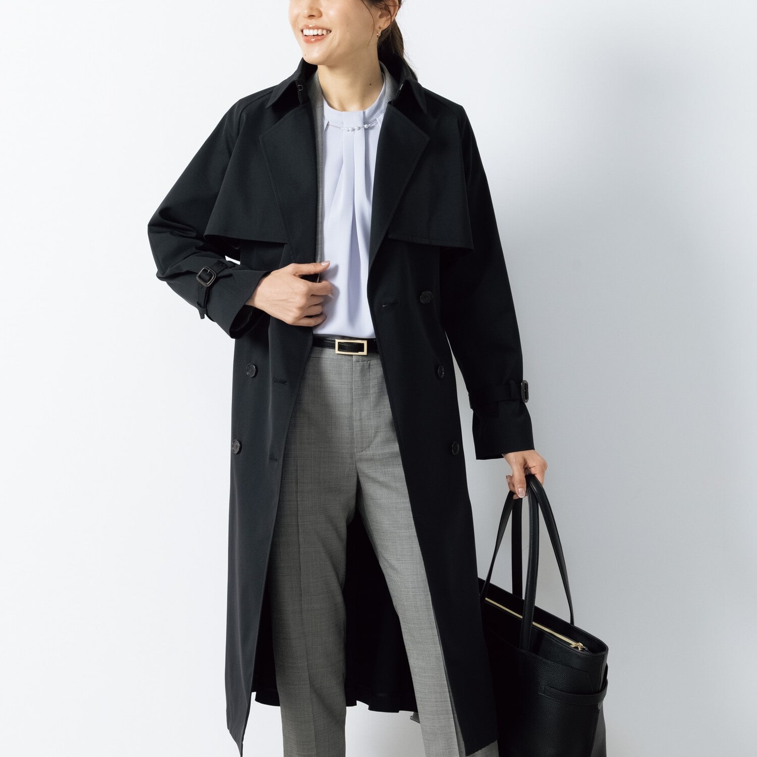 小川彰子さん監修 はっ水 3WAYダブルトレンチコート 黒 小川彰子さん監修 はっ水 3WAYダブルトレンチコート 黒