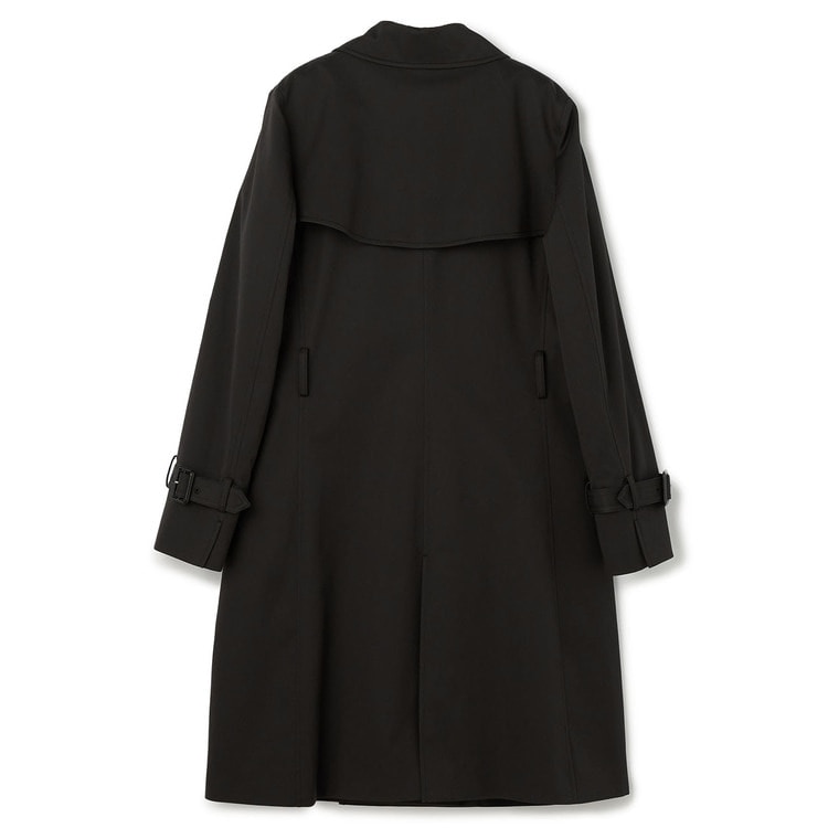 リバーシブルライナー付き はっ水 ストレッチ ダブルトレンチコート 黒