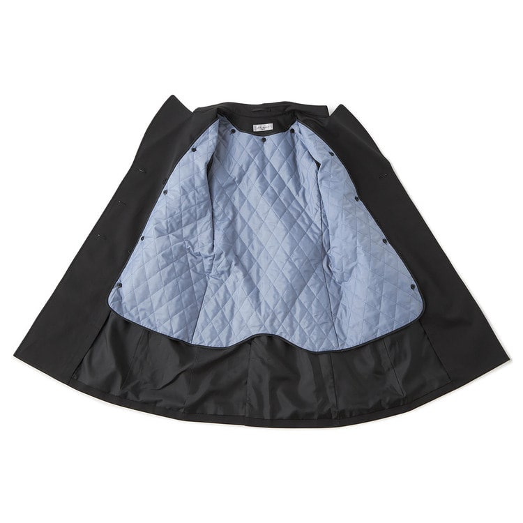 リバーシブルライナー付き はっ水 ストレッチ ダブルトレンチコート 黒