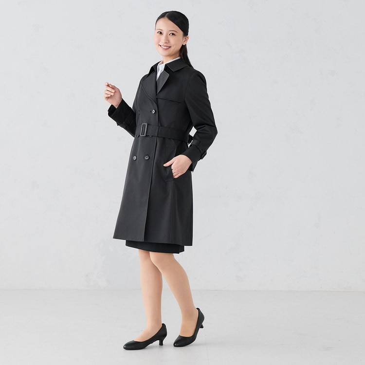 美品　レミュー　ダブル　トレンチ　撥水　ストレッチ　リバーシブルライナー リバーシブルライナー付き はっ水 ストレッチ ダブルトレンチコート 黒