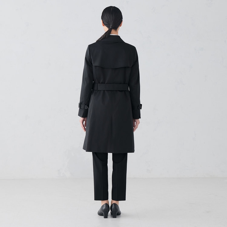 リバーシブルライナー付き はっ水 ストレッチ ダブルトレンチコート 黒