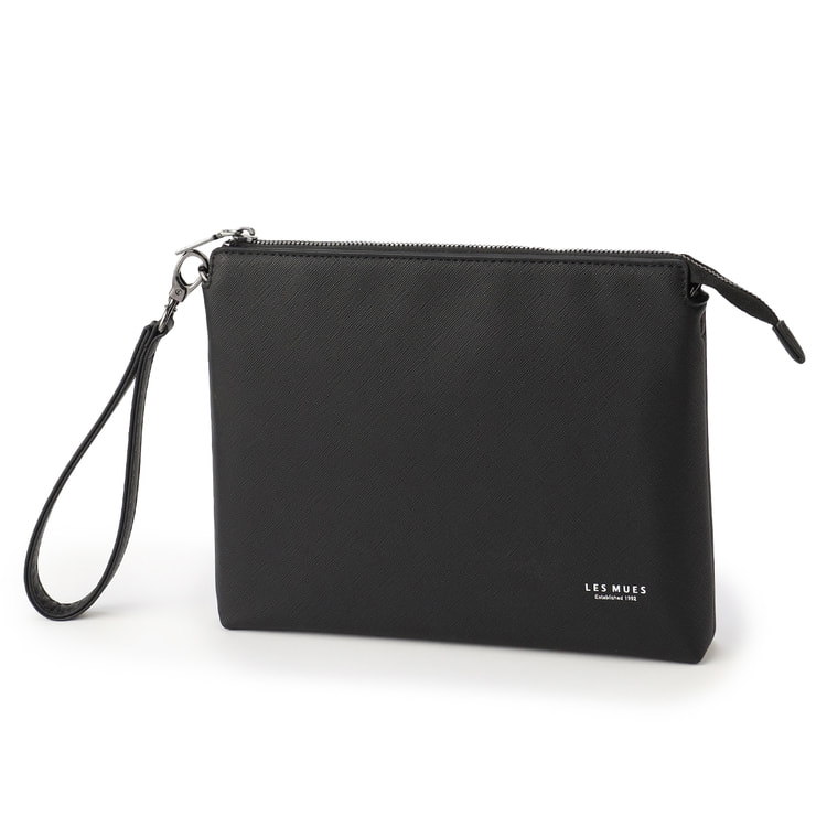 軽量 4Way仕様 サフィアーノレザー クラッチバッグ 黒 LES MUES