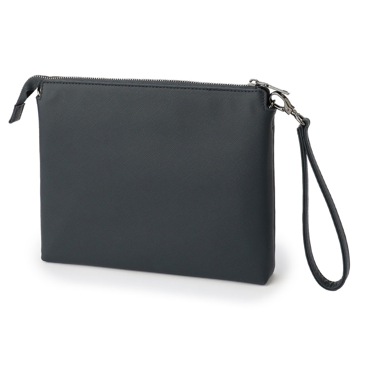 軽量 4Way仕様 サフィアーノレザー クラッチバッグ 紺 LES MUES