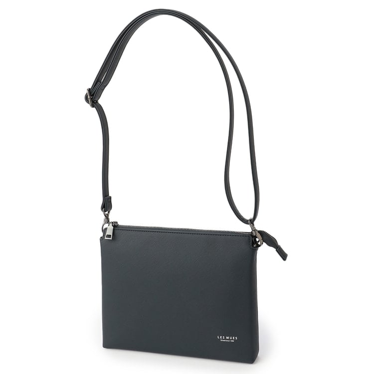 軽量 4Way仕様 サフィアーノレザー クラッチバッグ 紺 LES MUES【AOKI