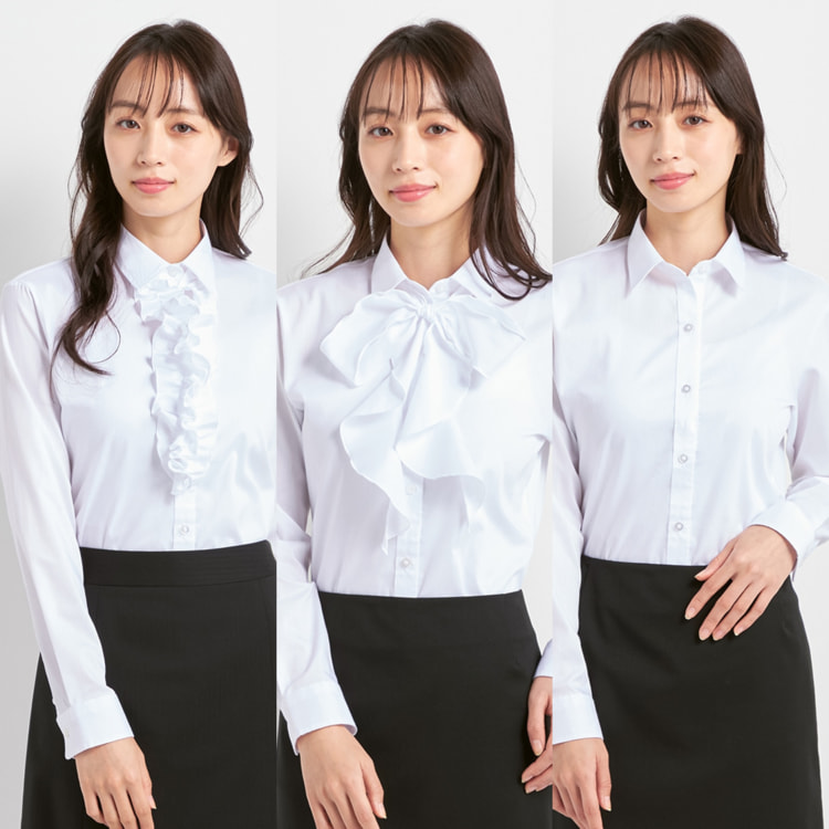 マイアパレル シルク100% ホワイトリボンシャツ M サイズ 【リボンあり】 アウトレット】取外しリボン・フリル付き 3wayシャツ 白【AOKI公式通販】