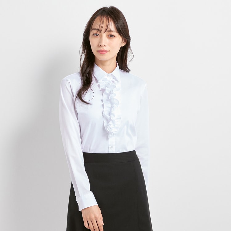 アウトレット】取外しリボン・フリル付き 3wayシャツ 白【AOKI公式通販】