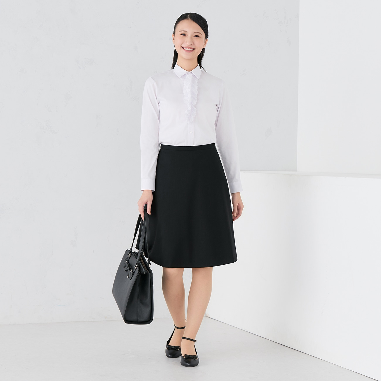 overE　Tシャツ　ホワイト　ブラック　ピンク　3枚セット　102サイズ ログインで10％OFF】フリル＆リボン3Wayシャツ ピンク【AOKI公式通販】