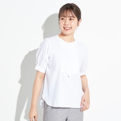 【アウトレット】バンブーレーヨンバンドカラーシャツ ピンタック