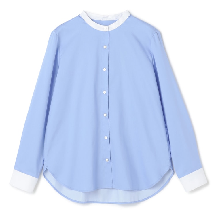 アウトレット】透けにくい UVカット バンドカラーシャツ クレリック