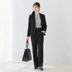 ≪CanCam2月号掲載≫ 形態安定 スタンドフリルシャツ グレーストライプ