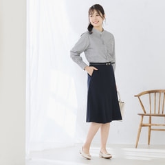 ≪CanCam2月号掲載≫ 形態安定 スタンドフリルシャツ グレーストライプ