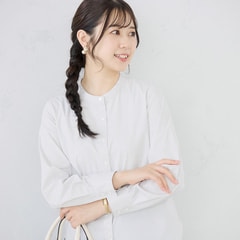 ダイワピア テックバンドカラーシャツ ベージュ ストライプ
