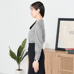 美品 ICB 千鳥格子シャツ バンドカラー XL 黒×白 千鳥格子柄 バイカラーシャツ 韓国ファッション シャツ 千鳥格子