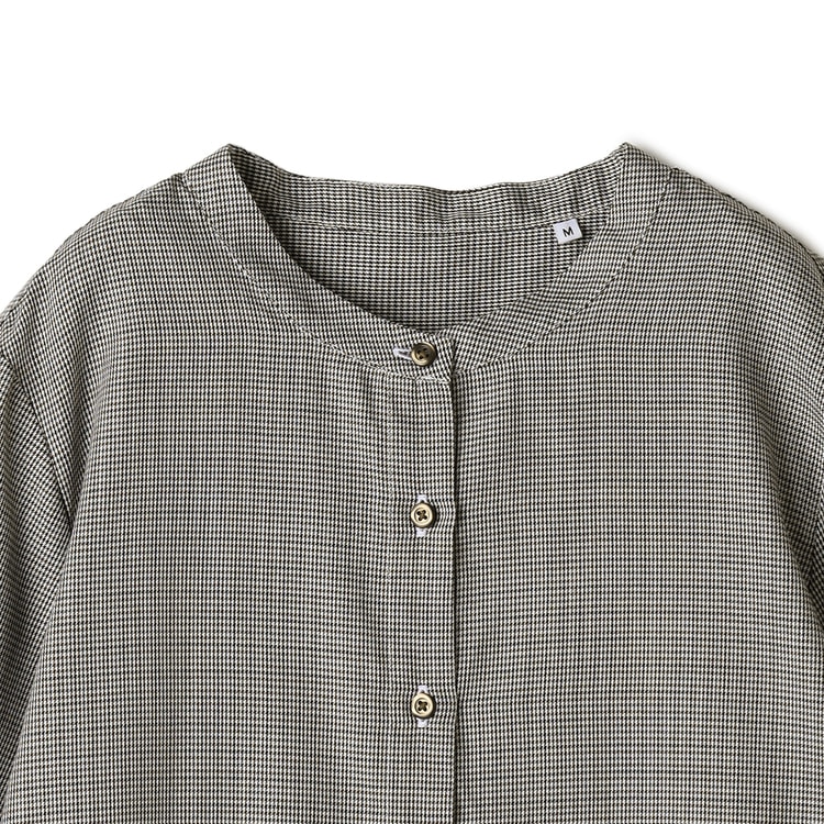 美品 ICB 千鳥格子シャツ バンドカラー XL 黒×白 柄ベスト×バンドカラーシャツSET／千鳥格子柄あり｜INGNI(イング