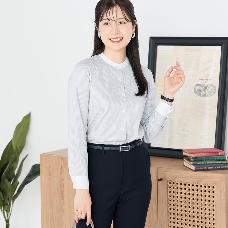 クレリックバンドカラーシャツ グレーストライプ【AOKI公式通販】