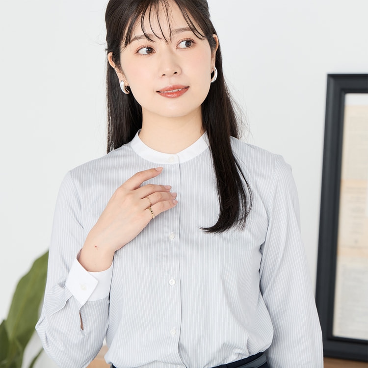 A.P.C. クレリック襟 ストライプ バンドカラーシャツ 34 A.P.C. クレリック襟 ストライプ バンドカラーシャツ 34 WEB限定