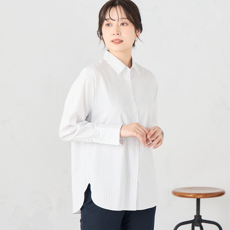 ≪Oggi12月号掲載≫ レギュラーカラーシャツ 白ストライプ【AOKI公式通販】