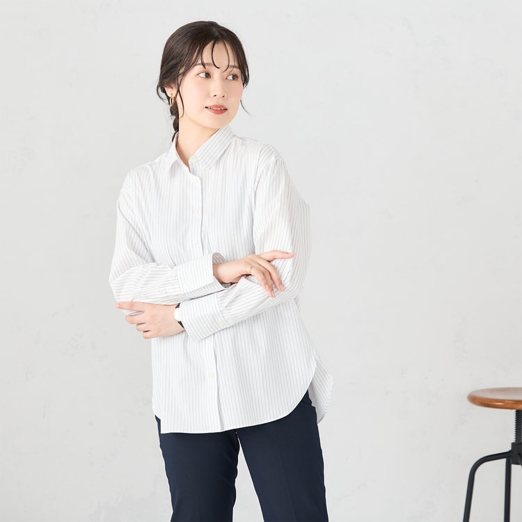 ≪Oggi12月号掲載≫ レギュラーカラーシャツ 白ストライプ【AOKI公式通販】