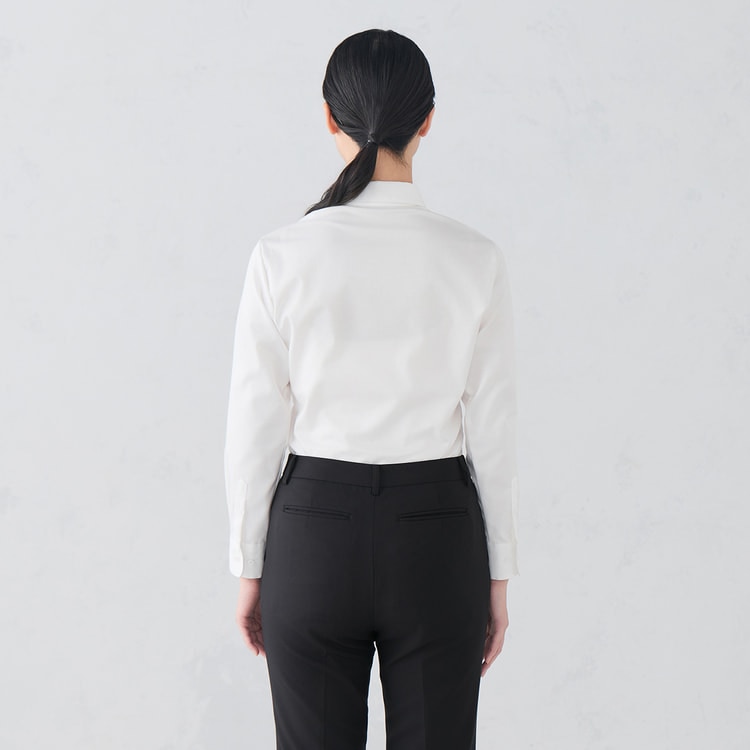 就活おすすめ】綿100% ノンアイロンシャツ スキッパーカラー 白無地